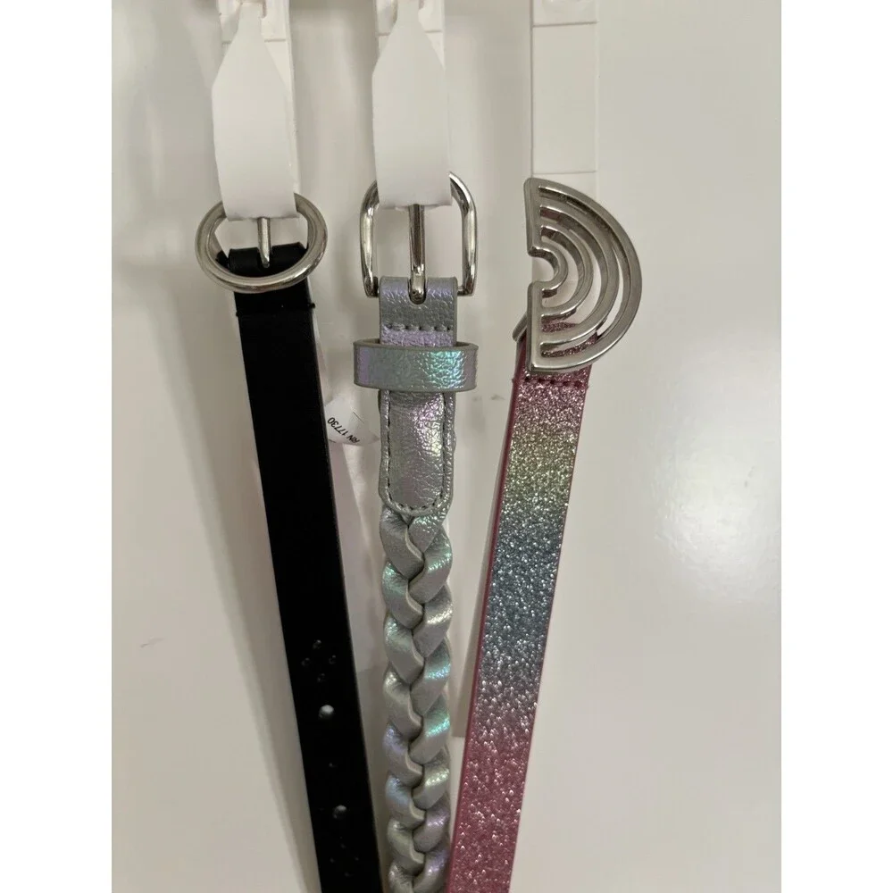 Girls' 3pk Rainbow Belt Set - Cat & Jack Size Medium  And Footless Tights Set